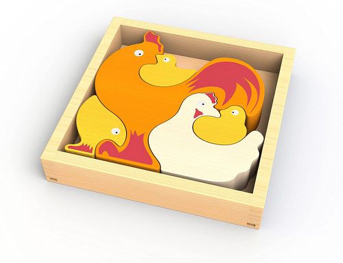 木頭造型玩具 小雞家庭 (I1604)