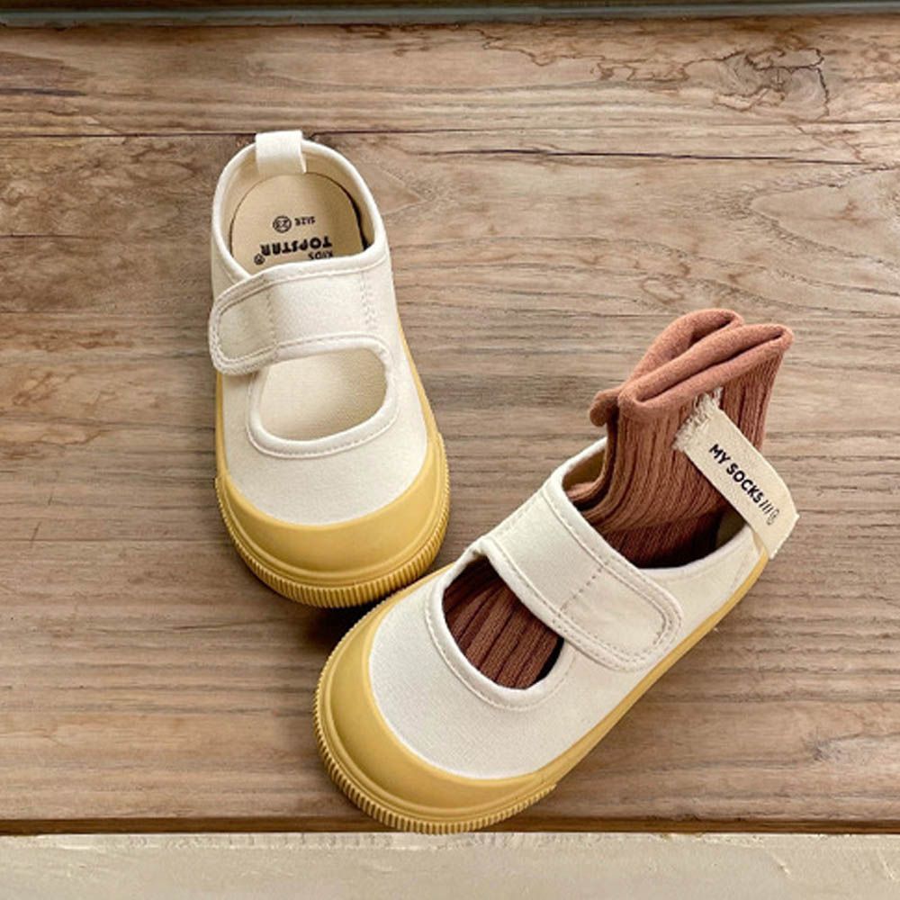 防撞安全止滑淺口帆布鞋/室內鞋-黃色