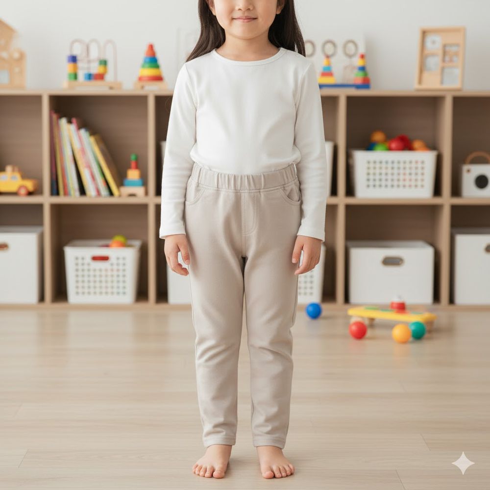 10分經典褲 刷毛內裡-一般合身款 素面-淺卡其色