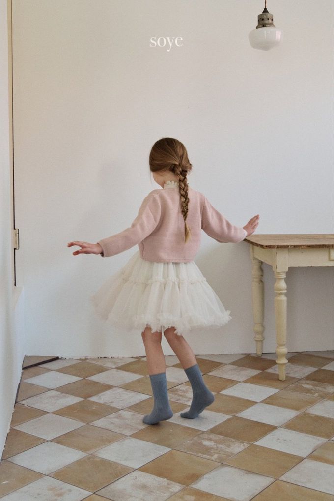 韓國 soye - 夢幻蕾絲層次拼接蓬蓬裙-米杏白