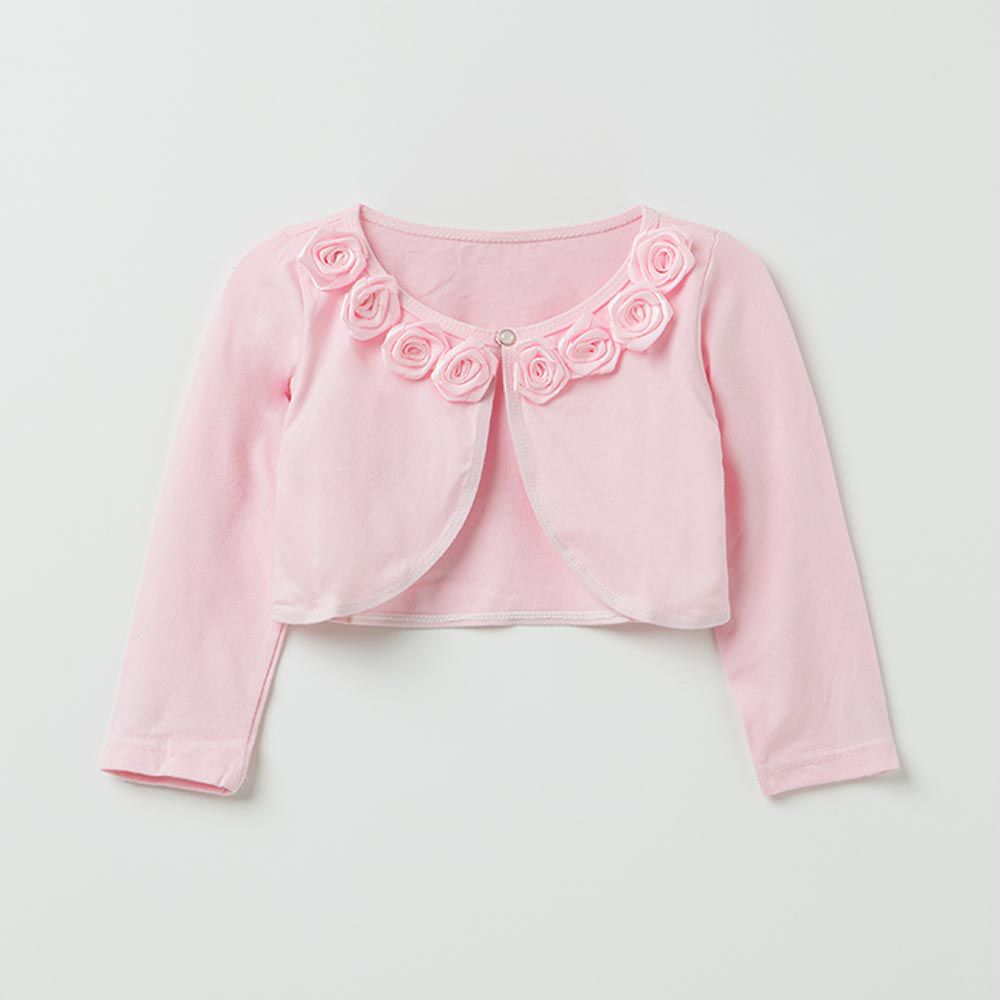 韓國 OZKIZ - 立體玫瑰裝飾單釦小外套-粉紅