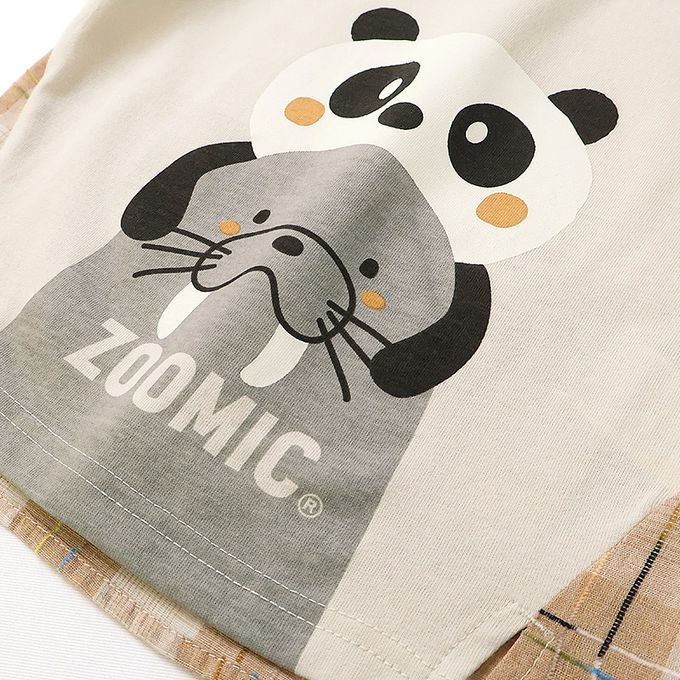 日本 ZOOLAND - 海洋印花短袖上衣-企鵝與棕熊-薄荷