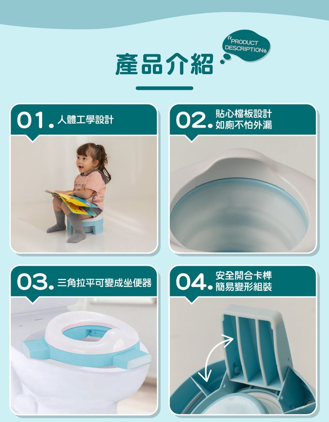 Kikimmy - 多功能兒童收納摺疊學習馬桶贈隨行提袋-藍