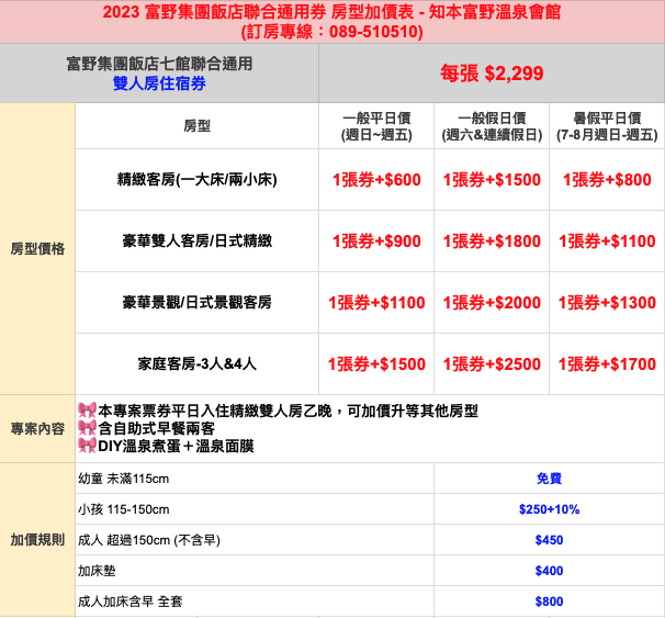 無效期通用券【富野飯店集團】七館聯合｜溫泉 X 親子