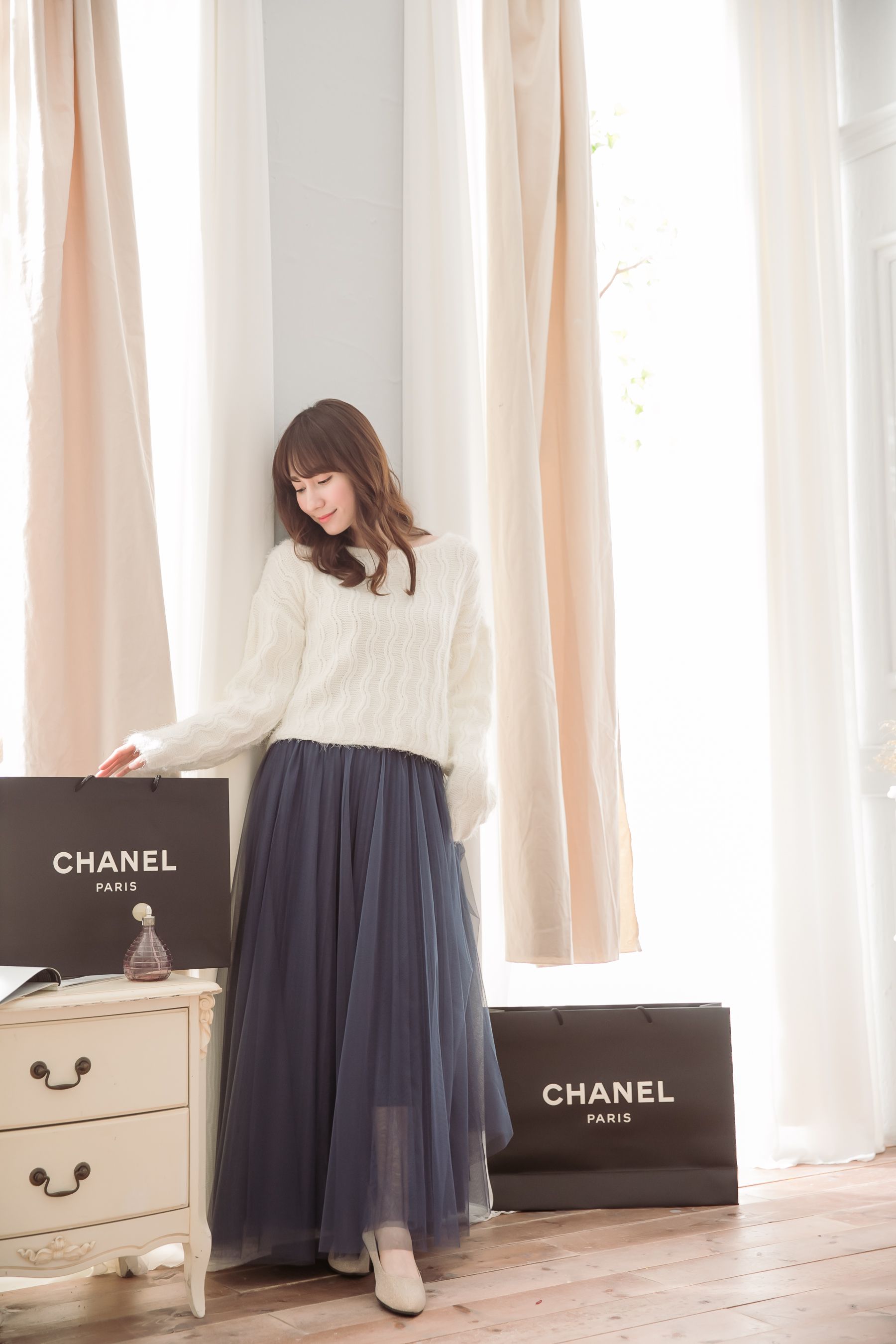 Peachy - 獨家訂製綿柔法式浪漫三層蓬紗裙-三層蓬版-午夜藍 (F)