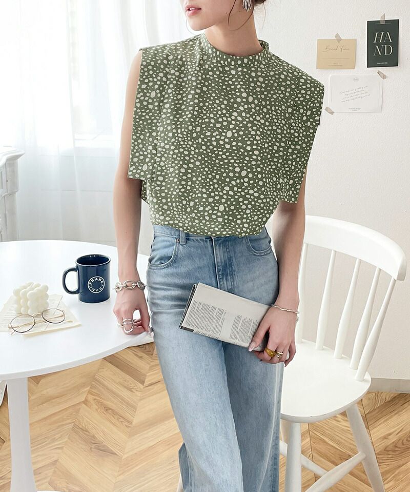 日本 Classical Elf - 優雅時尚雪紡無袖上衣-點點-春芽綠