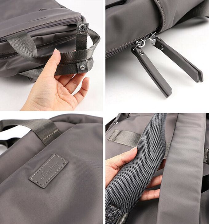 日本 LIZDAYS - 12口袋防潑水大容量尼龍後背包-(可掛行李箱)-卡其 (43x29cm)