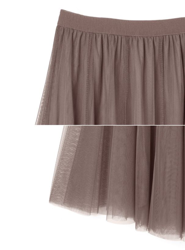 日本 GRL - 飄逸顯瘦雙層傘紗裙-灰摩卡 (M)