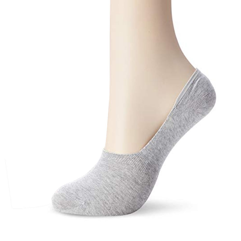 日本 okamoto - 超強專利防滑ㄈ型隱形襪-深履款-雜灰 (23-25cm)-棉混