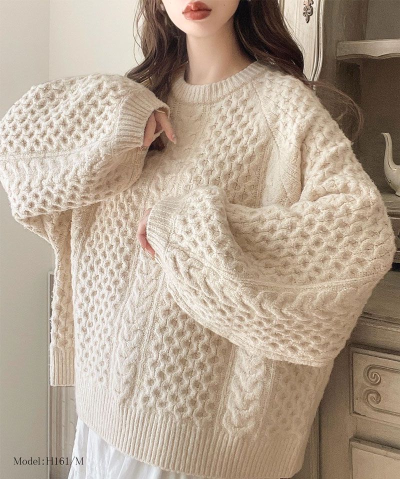 日本 Classical Elf - 百搭粗麻花編織落肩毛衣-草綠