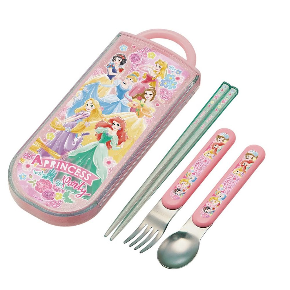 日本 SKATER - 銀離子三件餐具組-迪士尼公主