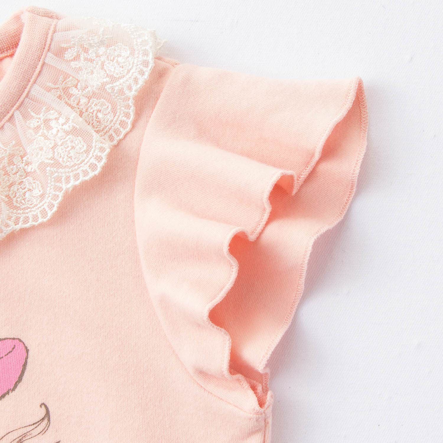 日本千趣會 - 迪士尼 夢幻荷葉短袖家居服/睡衣-米妮點點-粉