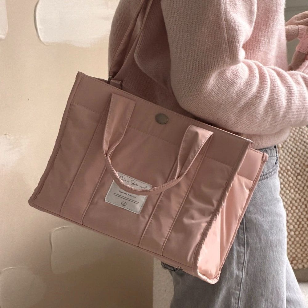 小眾設計 尼龍手提/肩背兩用長方形收納包-粉