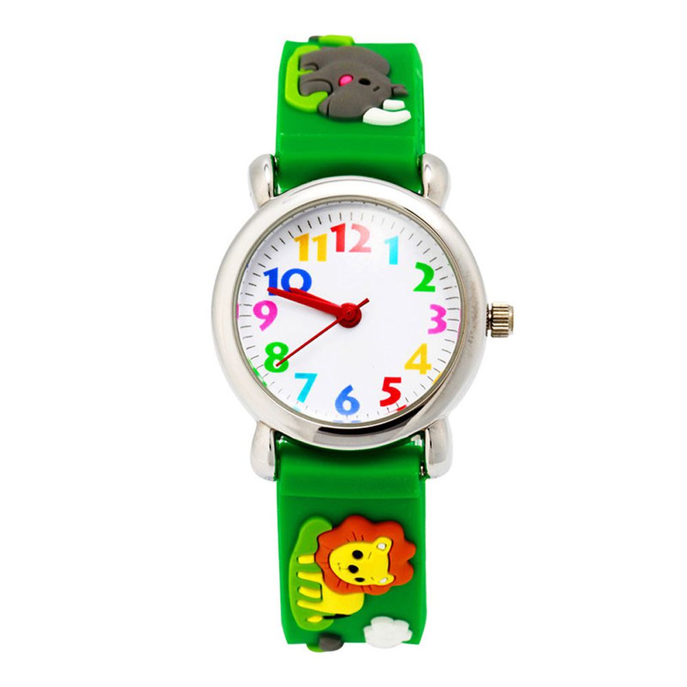 3D立體卡通兒童手錶-經典小圓錶-綠色獅子