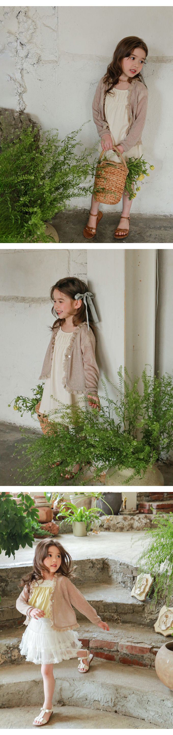 韓國 Puellaflo - 蕾絲花邊裝飾薄長袖外套-摩卡咖