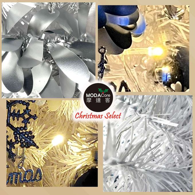 MODACore 摩達客 - 摩達客耶誕-2尺/2呎(60cm)特仕幸福型裝飾白色聖誕樹 (銀白冬雪系全套飾品)+20燈LED燈插電式暖白光*1/贈控制器/本島免運費