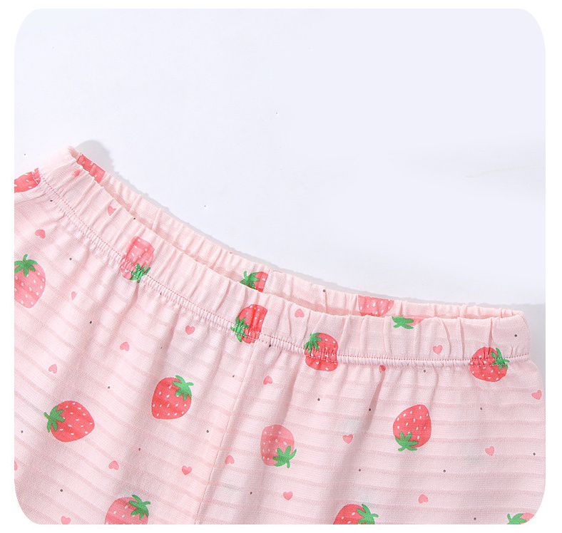 MAMDADKIDS - 竹節棉短袖套裝/家居服-滿園草莓-粉色