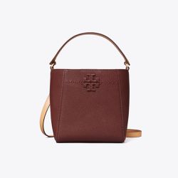 TORY BURCH - 素色皮革內裏麂皮兩用包 (酒紅)