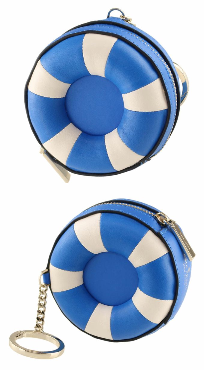 kate spade - 海洋風造型皮革零錢包-藍