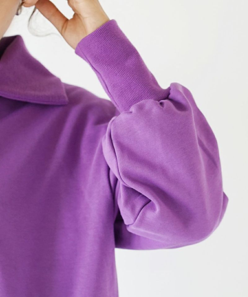 日本 zootie - 特色綁帶翻領長袖上衣-葡萄紫