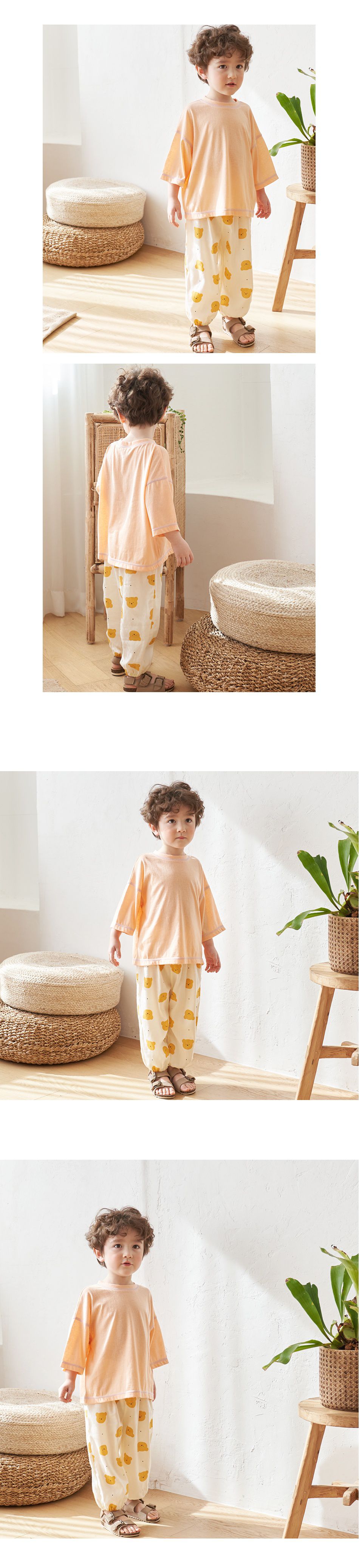 韓國 Bebezoo - 透氣純棉縮褲管防蚊褲-熊熊白