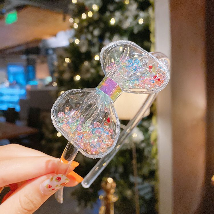 流沙感蝴蝶結透明髮箍-橘色