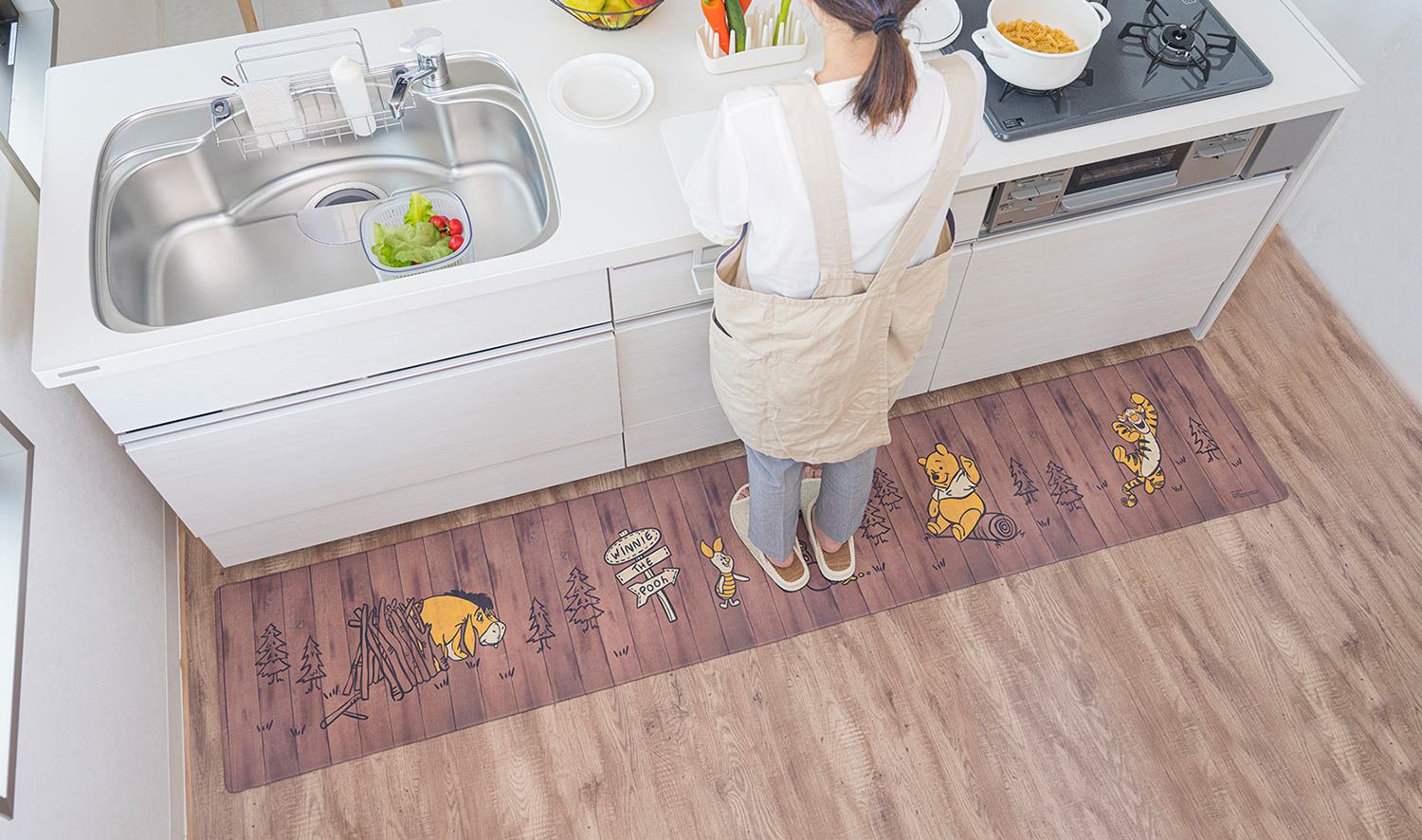 日本千趣會 - mini labo 去泥污腳踏墊-法蘭西花朵-藍綠