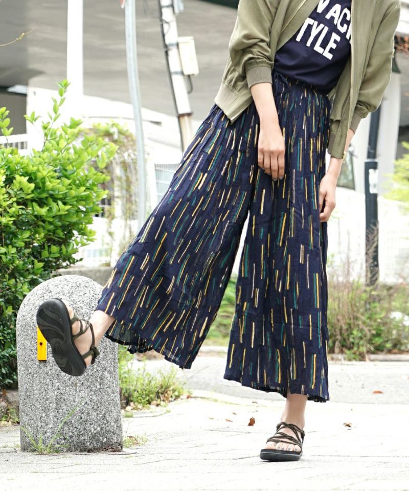 日本 zootie - 100%印度棉 超透氣舒適寬褲-夜空條紋-深藍