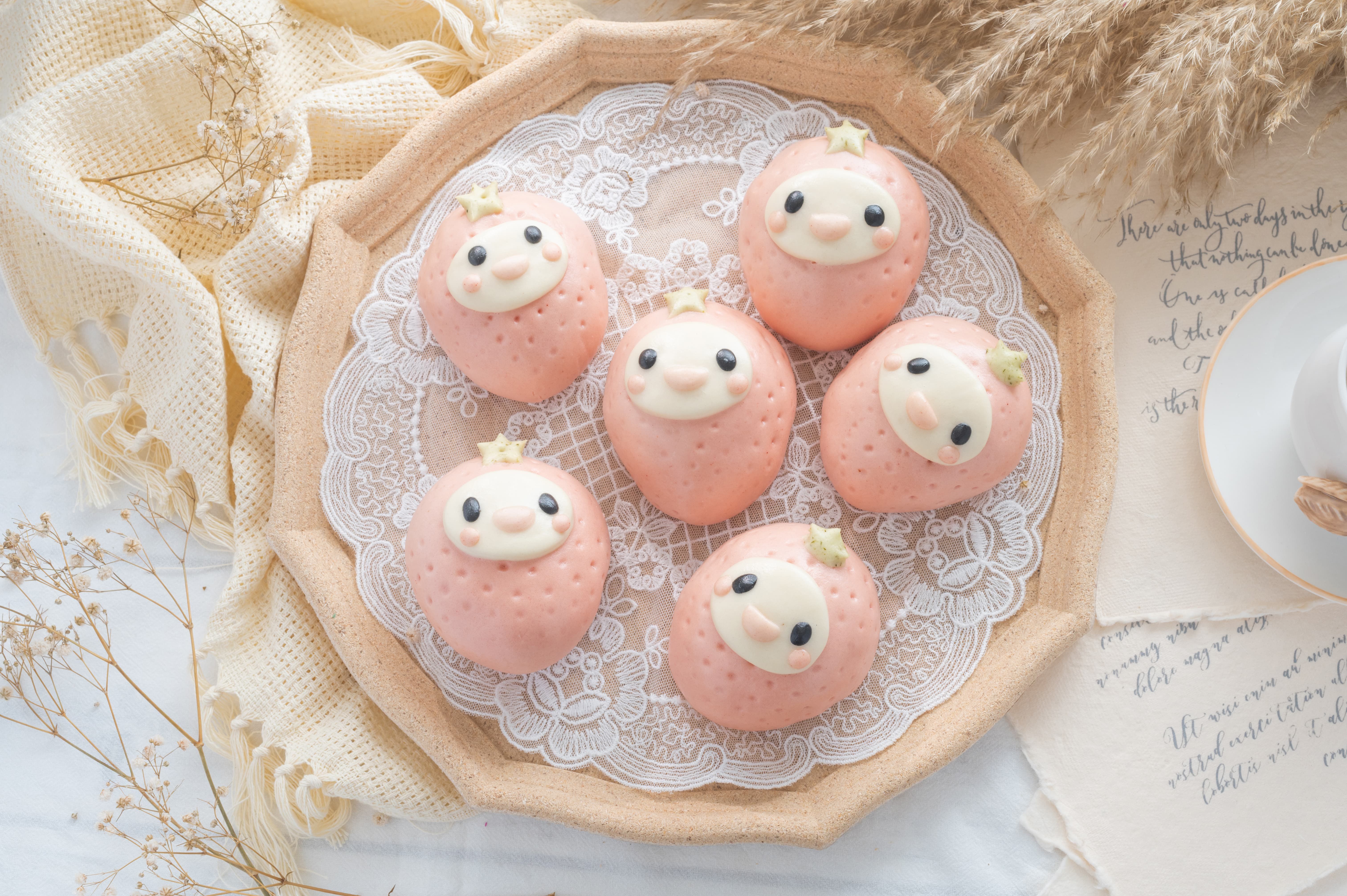 老甜媽手工饅頭 - 草莓起司包6入-408g