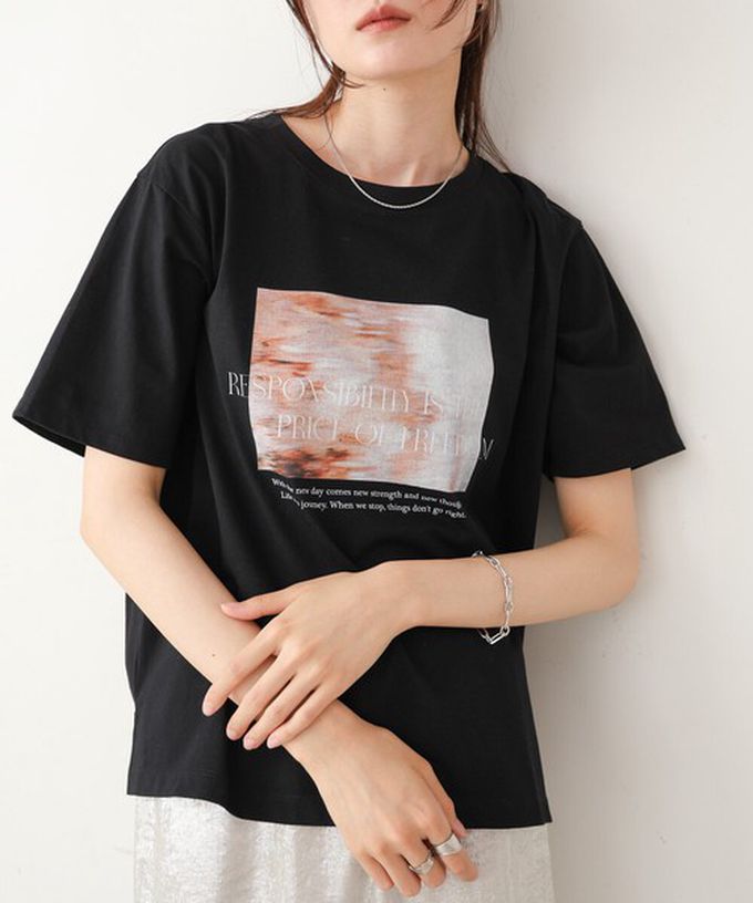 日本 Bab - 100%棉 俐落光影印花短袖T恤-白 (M)