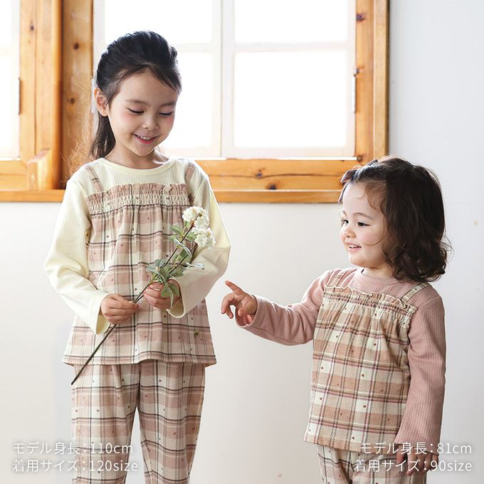 日本 ZOOLAND - 甜蜜愛心假二件格紋長袖上衣-格紋-粉紅