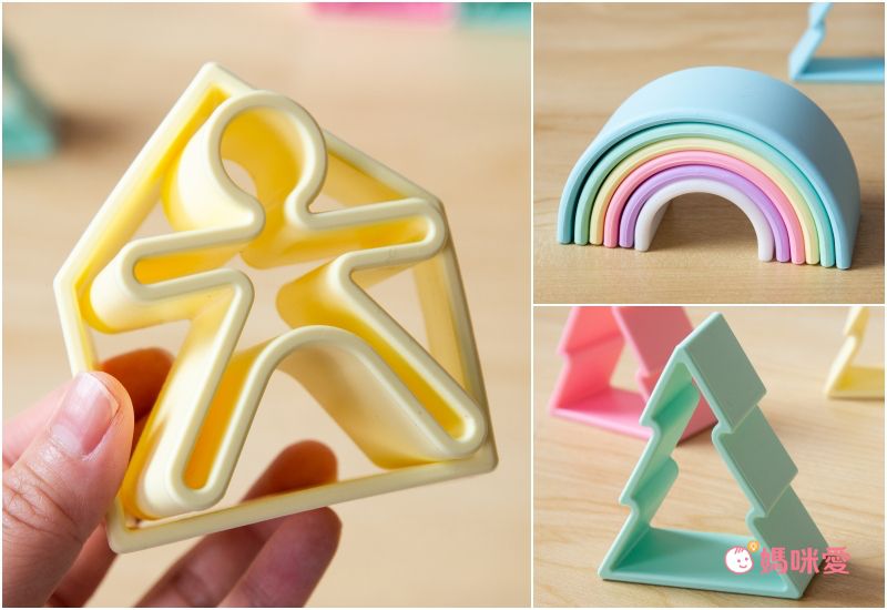 西班牙 dëna - 多功能益智軟積木/疊疊樂 小人物+小房子-夢幻藍