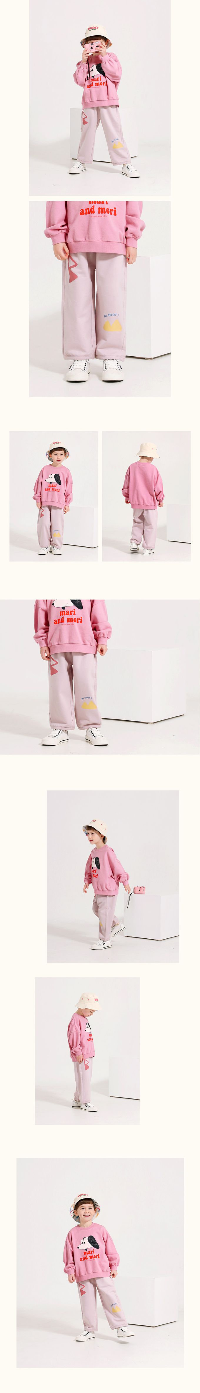 韓國 WALTON kids - 鬆緊腰山形印花休閒長褲-深灰