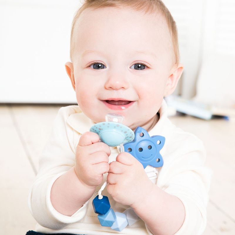 英國 JoJo Maman BeBe - 嬰幼兒矽膠玩具鍊/奶嘴鍊-水藍