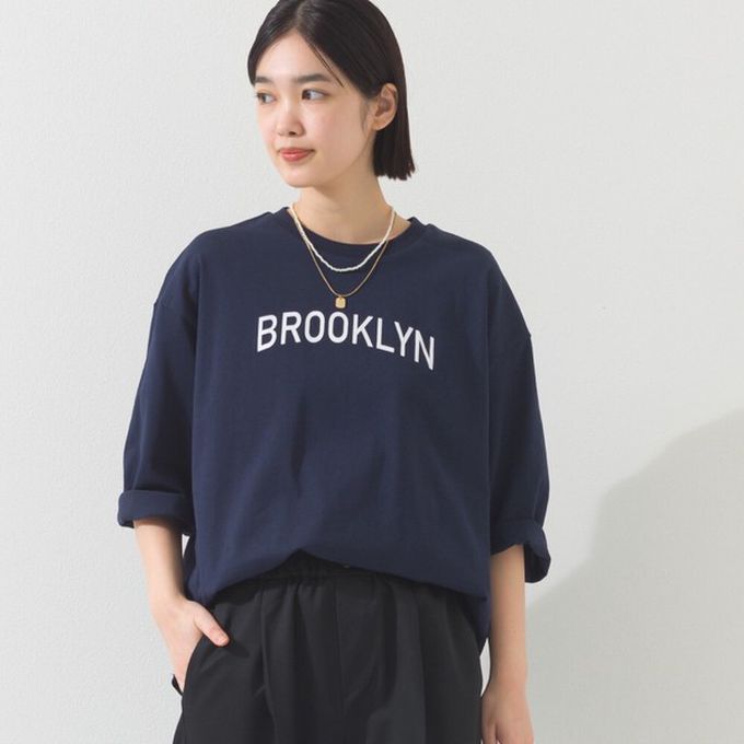 日本 OMNES - 簡約整潔英文標語七分袖上衣-白