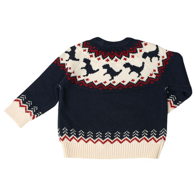 akachan honpo - 針織休閒上衣-恐龍-深藍色