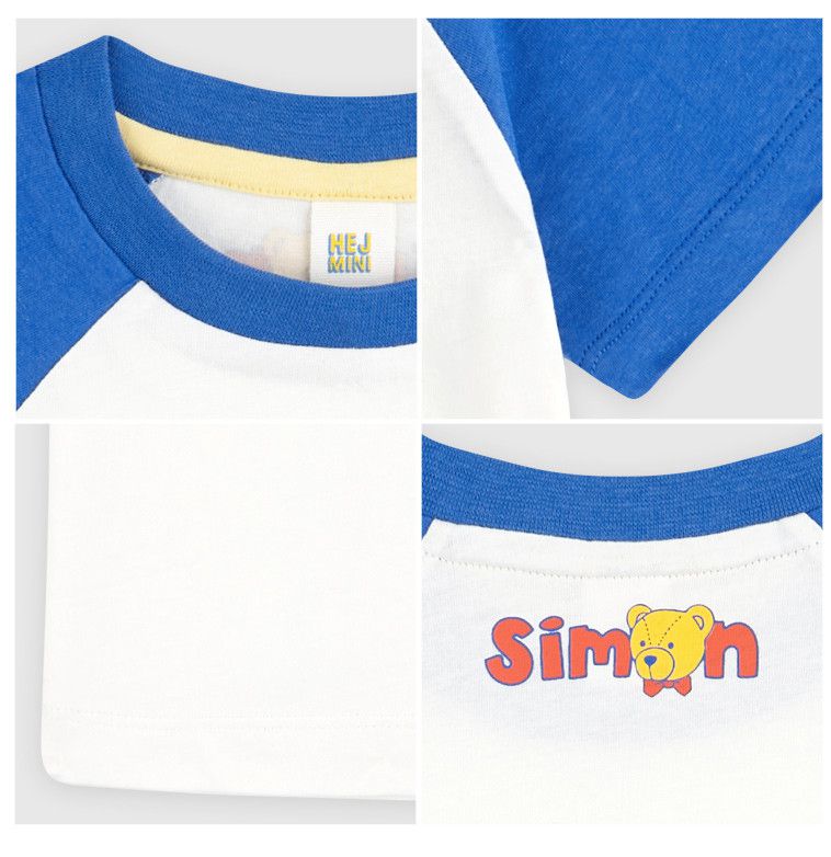 韓國 HEJMINI - 熊熊娃娃拼接色T