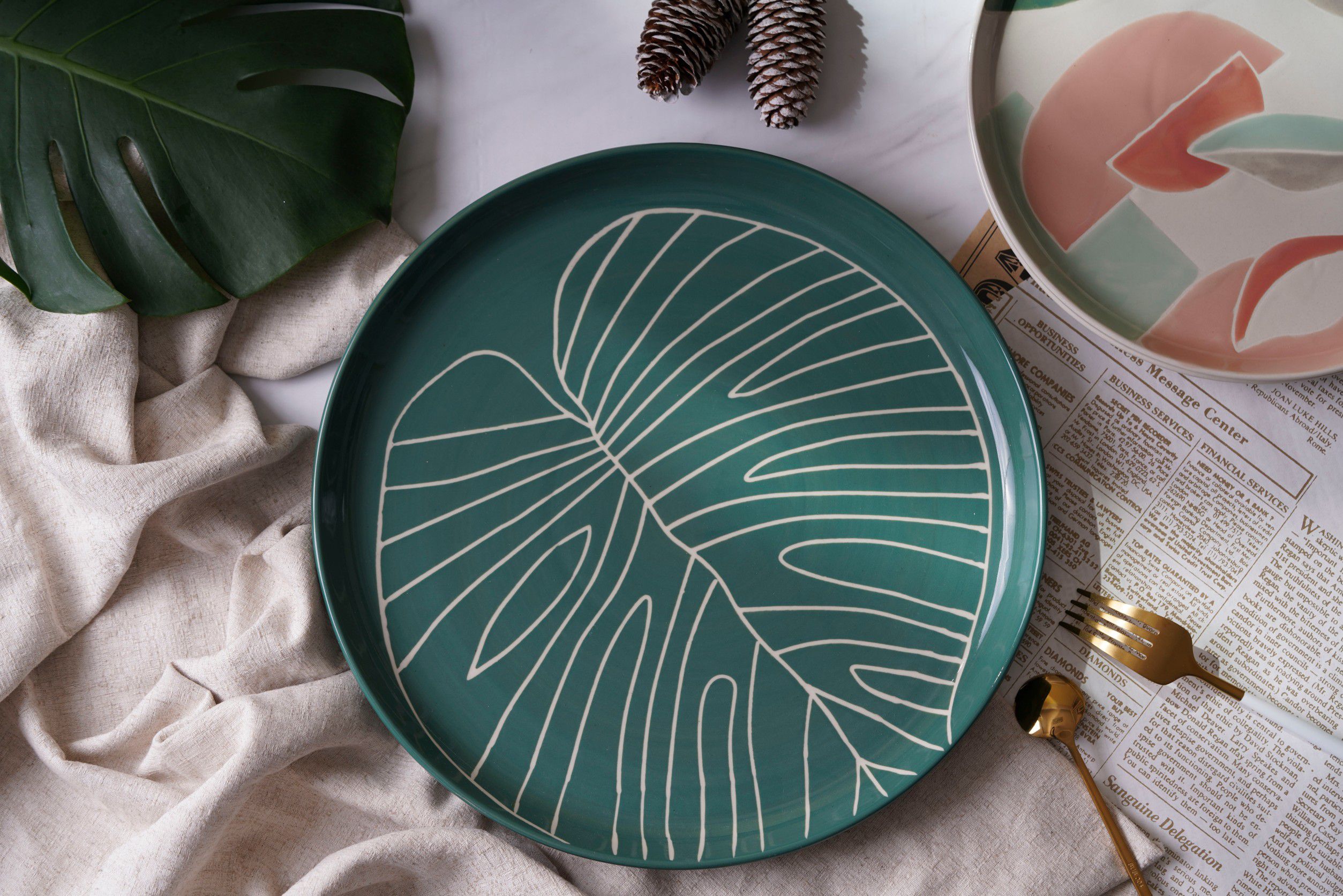 amadeus natureva - 大自然-粉彩+綠葉 8吋盤-共2入