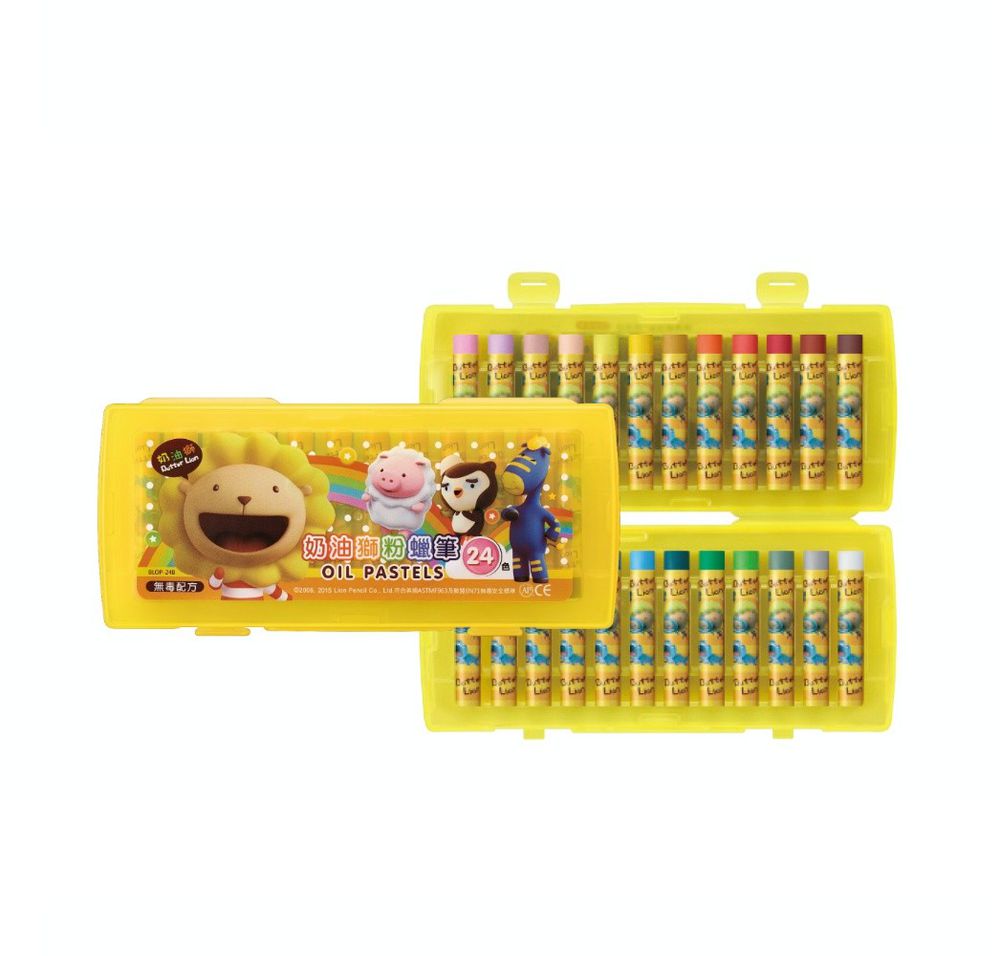 雄獅 SIMBALION - 奶油獅粉蠟筆(塑膠盒)-24色-外盒顏色隨機