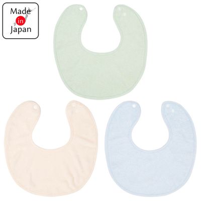 akachan honpo - 大圍兜3件組-毛巾布-綠色 (50~80cm)