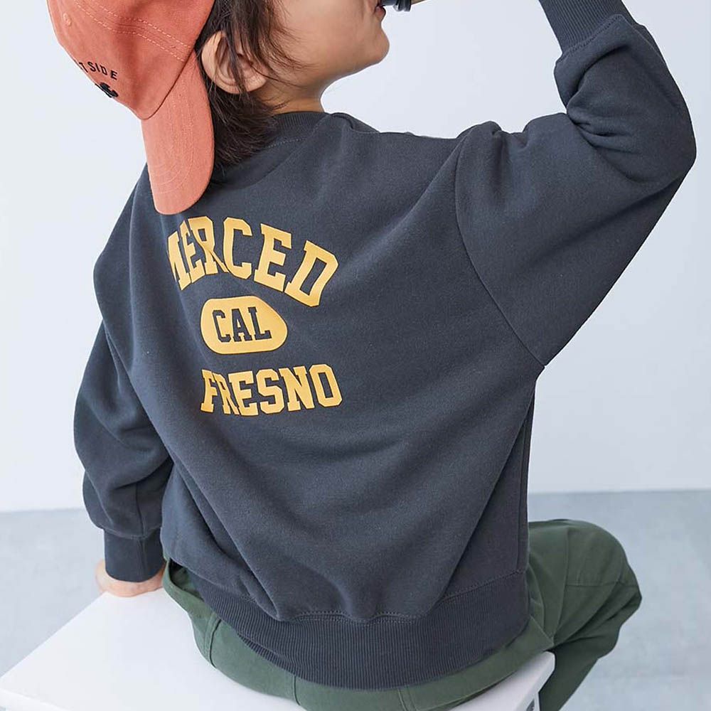 熱銷定番 印花縮口長袖上衣-MERCED-灰黑