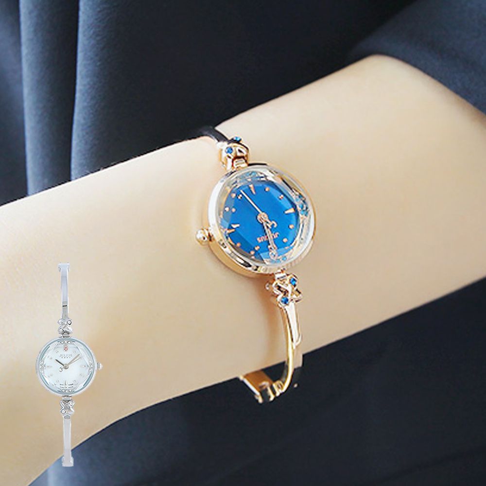 韓國 - 玻璃切面點點水鑽金屬釦環腕錶