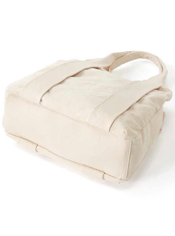 日本 GRL - 大容量多夾層帆布肩背包/托特包-米杏 (F)