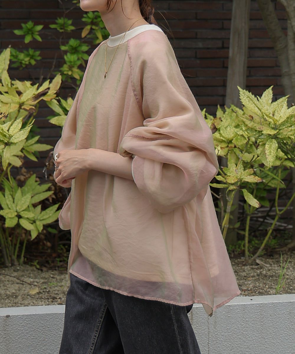 日本 Bab - [推薦]薄紗層次精緻女孩長袖上衣-淺卡其