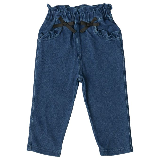 akachan honpo - 10分褲-口袋荷葉邊-深藍色