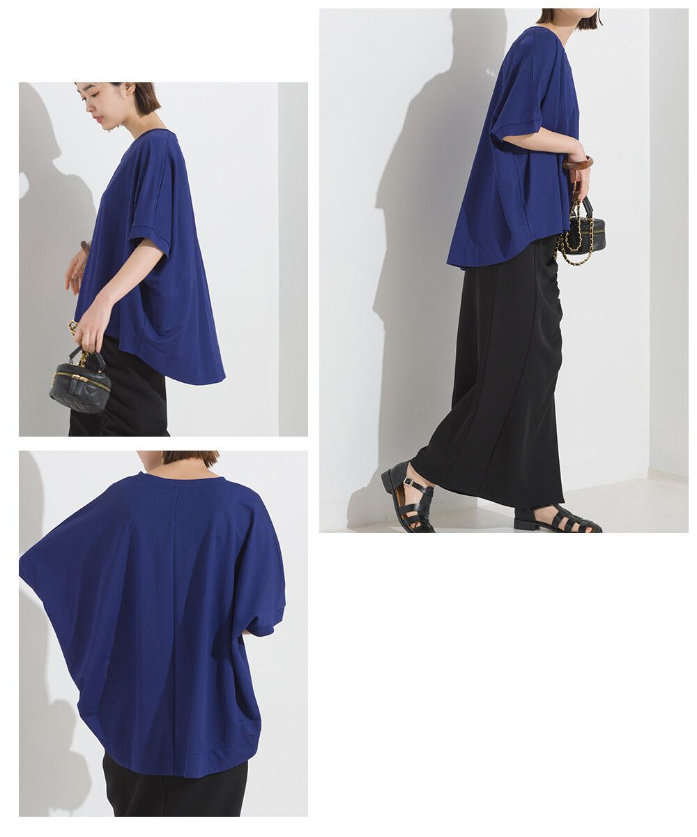 日本 OMNES - 涼感機能 嫘縈混落肩短袖上衣-白