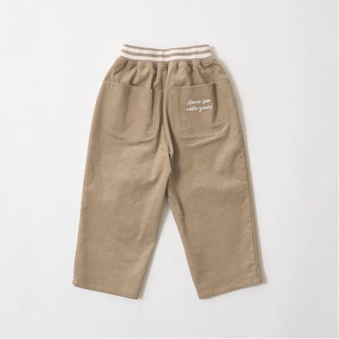 日本 b-ROOM - 休閒大口袋燈芯絨錐形長褲-奶茶