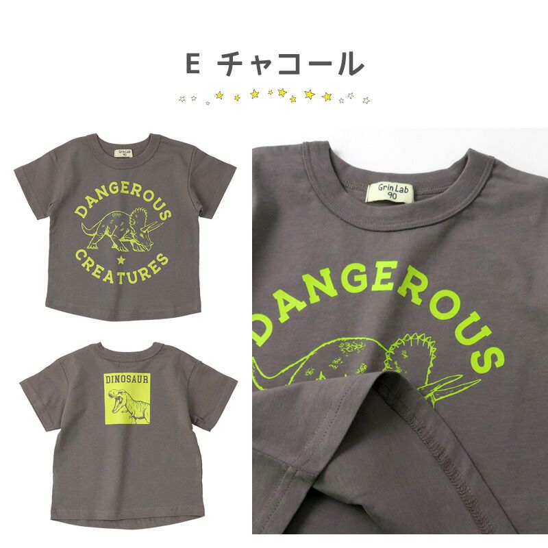 日本 ZOOLAND - 恐龍世界短袖上衣-滿版印花-灰