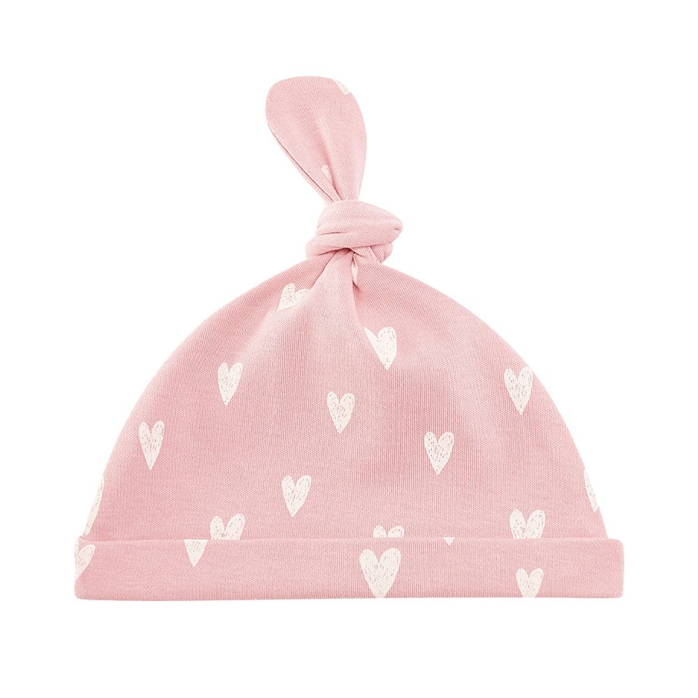 2入-寶寶帽子 嬰兒胎帽 可愛打結帽 嬰兒帽-粉色愛心+隨機1入 (20*30cm)