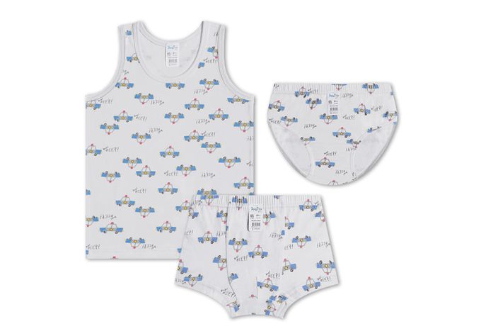 韓國 Mellisse - 韓製棉混紡四角褲(男寶)-帥氣警車-灰